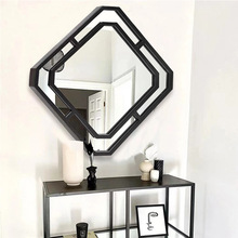 5OH3新中式灯带简约装饰镜玄关墙面镜卧室梳妆台镜欧式壁挂浴室镜