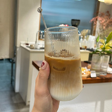 日式ins风水杯玻璃杯耐热牛奶杯冰咖啡杯果汁杯苏打饮料杯冷饮杯