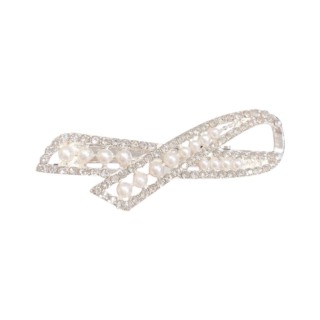 Internet Hot Korean Style Minimalist Bowknot Crystal Diamond Side Clip Full Free Shipping Alloy Pearl Grace Rhinestone Duckbill Clip