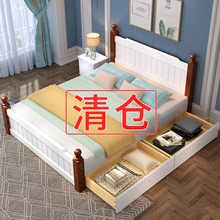 全实木床现代简约北欧式床1.8m主卧大床1.5m单人床1米2松木双人床
