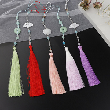 新款15cm渐变流苏吊穗彩色渐变玉清吊坠流苏穗子简约手工编织流苏