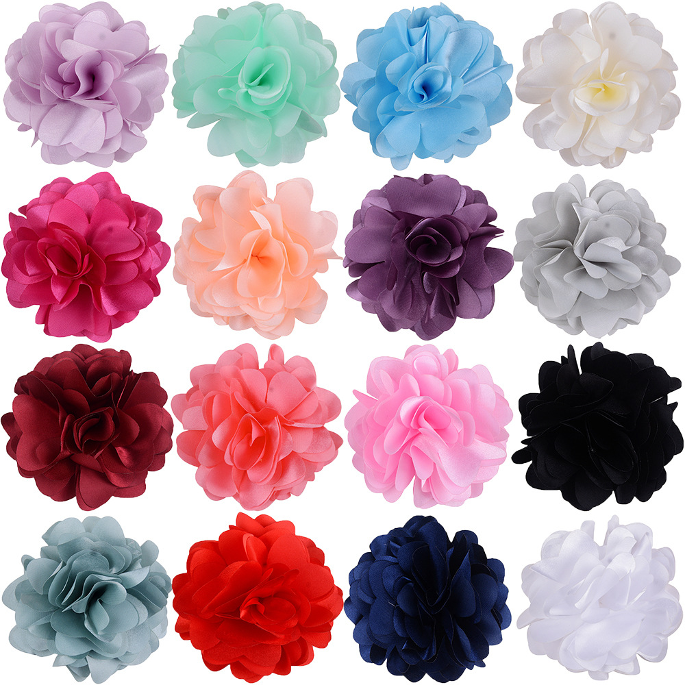 diy胸花头饰鞋帽家纺装饰辅料手工布料花朵 8cm色丁激光立体布花