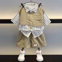 男童夏装工装套装2024新款酷帅宝宝衣服洋气潮儿童夏季短袖两件套