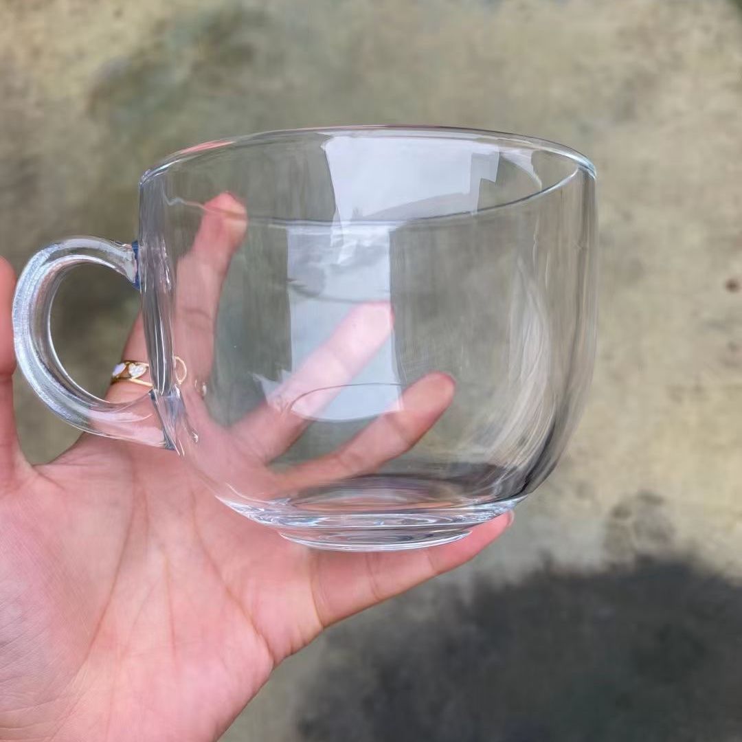 牛奶杯 水杯 透明玻璃杯 把杯 水杯口杯两元店百货货源