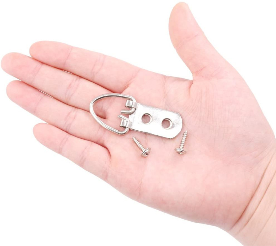 60pcs相册挂钩d环形状框架图片挂钩双孔带螺丝装饰相框悬挂供跨境