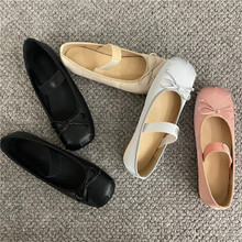 粉色芭蕾舞鞋女蝴蝶结法式平底单鞋2023年早春新款玛丽珍平底鞋女