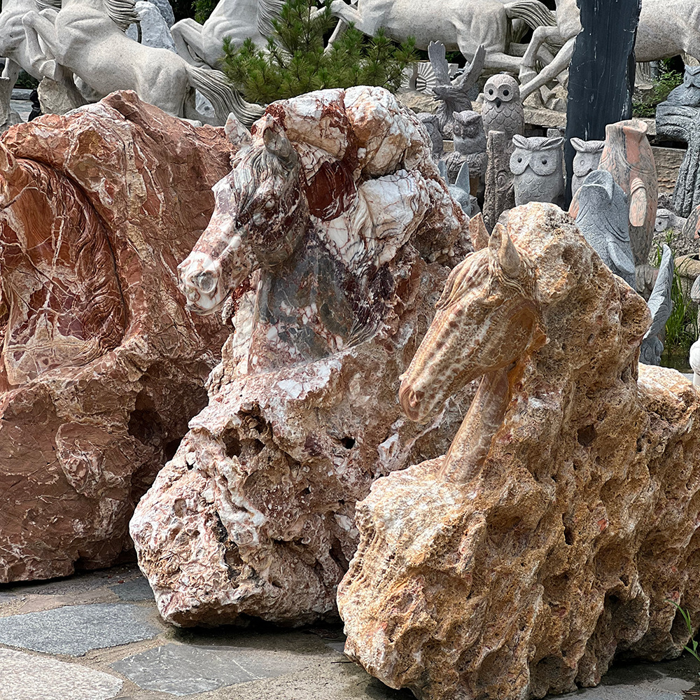 石雕马大理石玉石雕刻雕塑 公园景区装饰 手工雕刻马头