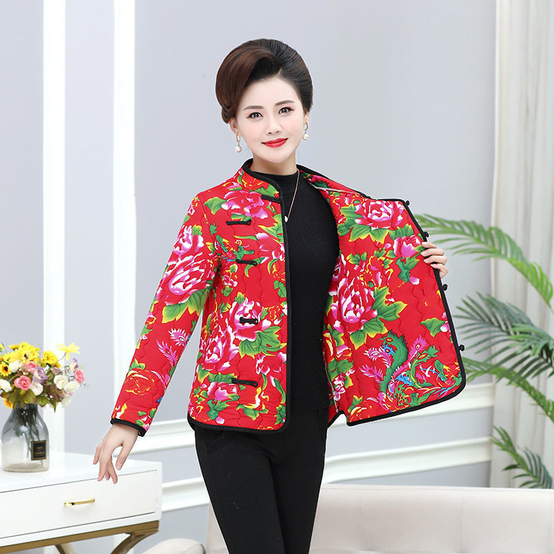 东北大花袄女妈妈棉衣女款冬季加厚碎花大码棉衣花棉袄短款外套女