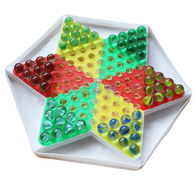 跳跳棋益智成人大号塑料80后跳棋玻璃珠弹珠飞行棋老式跳跳棋