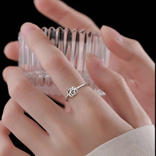 玫瑰花戒指女简约小众设计感温柔气质花朵指环开口可调节食指戒