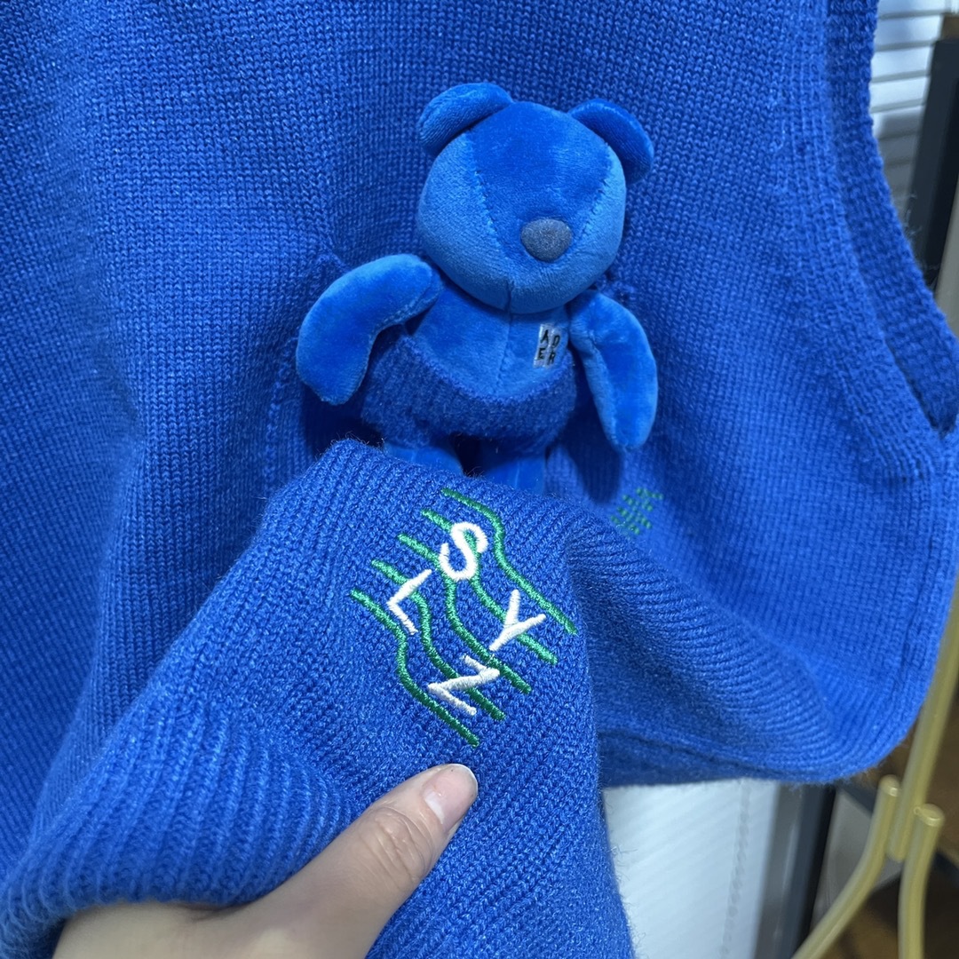 ader a口袋熊针织毛衣背心马甲22年春款外穿宽松显瘦上衣情侣款