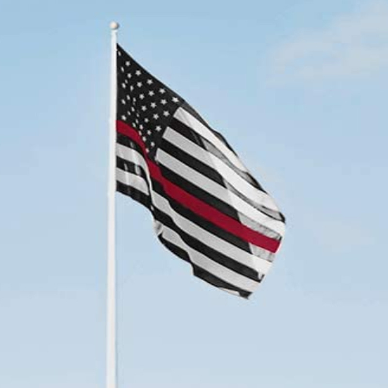 红色条纹美国旗帜警察消防员荣誉旗帜 批发 90*150cm
