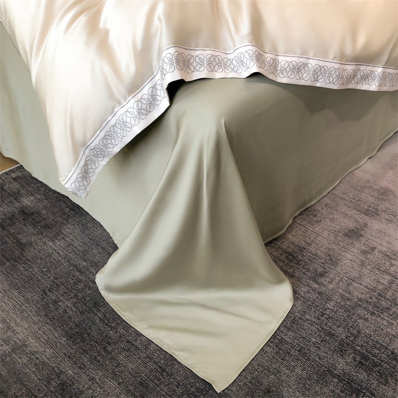 Washed Silk Light Luxury Embroidery Four-Piece Summer Ice Silk Advanced Cool Silk Bed Sheet Quilt Cover Fitted Sheet Bedding