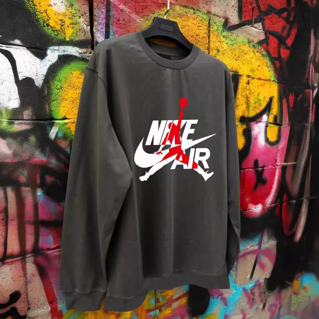 一件代发aj乔丹飞人印花情侣款卫衣 无帽420g宝宝绒纯棉百搭卫衣