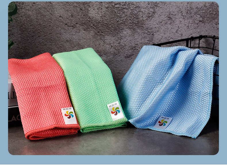 厂家产袋装3p大鱼鳞布 一抹红家用抹布吸水不易掉毛清洁洗碗布