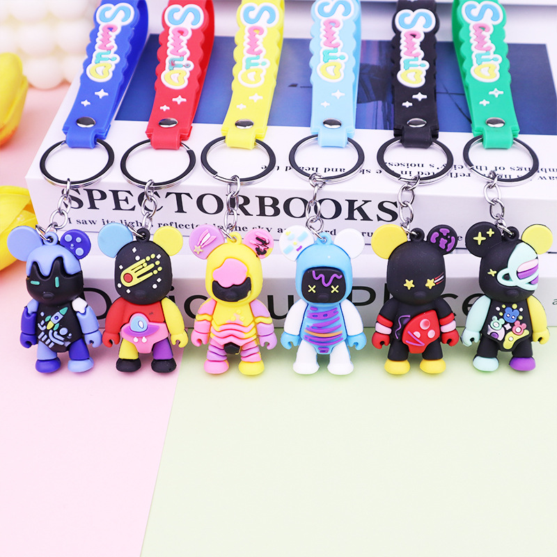 Creative Graffiti Violent Bear Keychain Pendant Couple Bags Car Pendant Cartoon Little Doll Accessories Key Chain