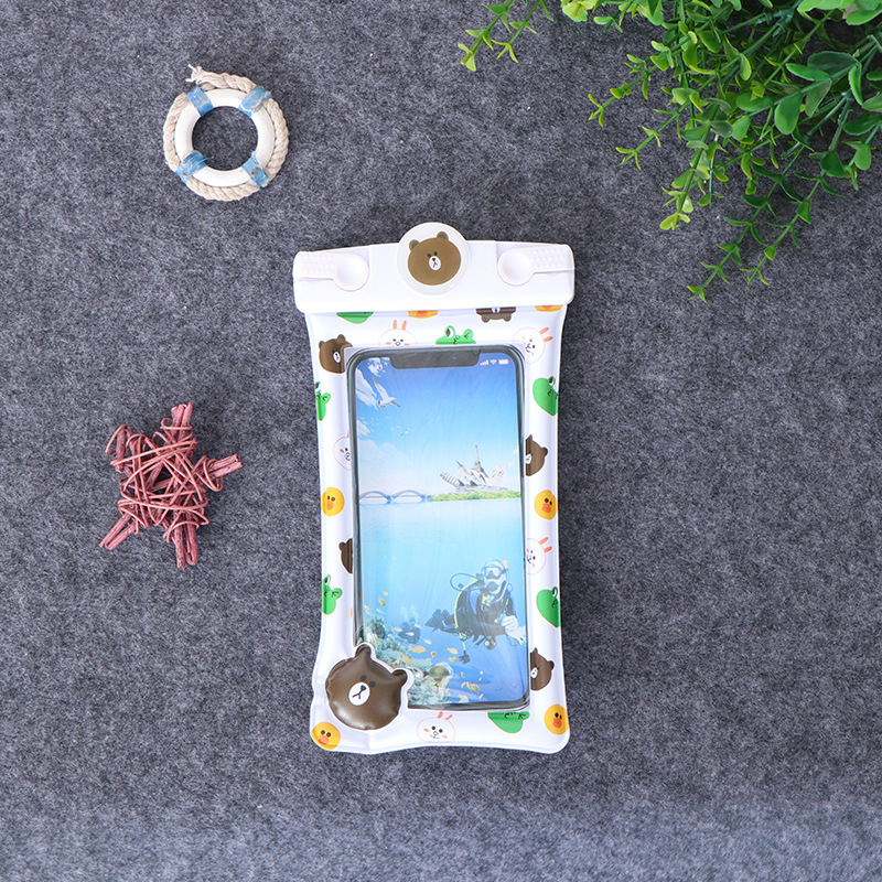 Manufacturer Touch Screen Transparent Waterproof Phone Set Swimming Beach Pvc Cartoon Quicksand Inflatable Floating Mobile Phone Waterproof Bag
