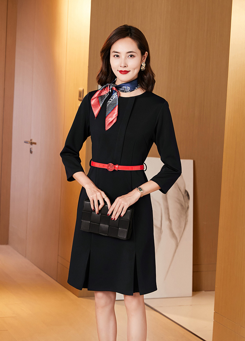 空姐制服女秋装中袖服务员职业连衣裙酒店前台售楼部美容师工作服