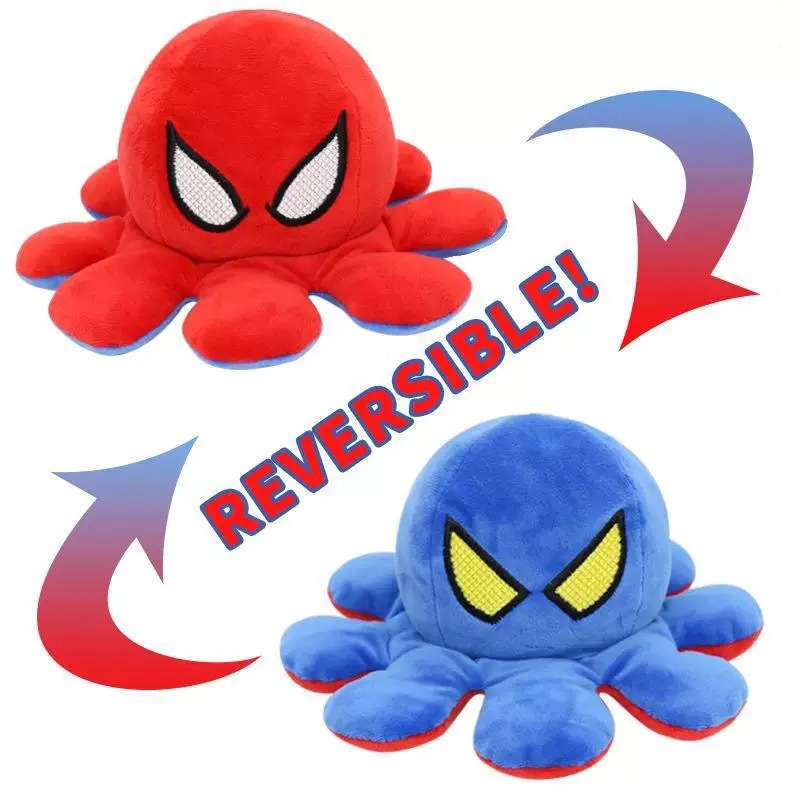 New Cross-Border Flip Octopus Doll Double-Sided Expression Flip Octopus Cute Plush Toy Small Octopus Wholesale