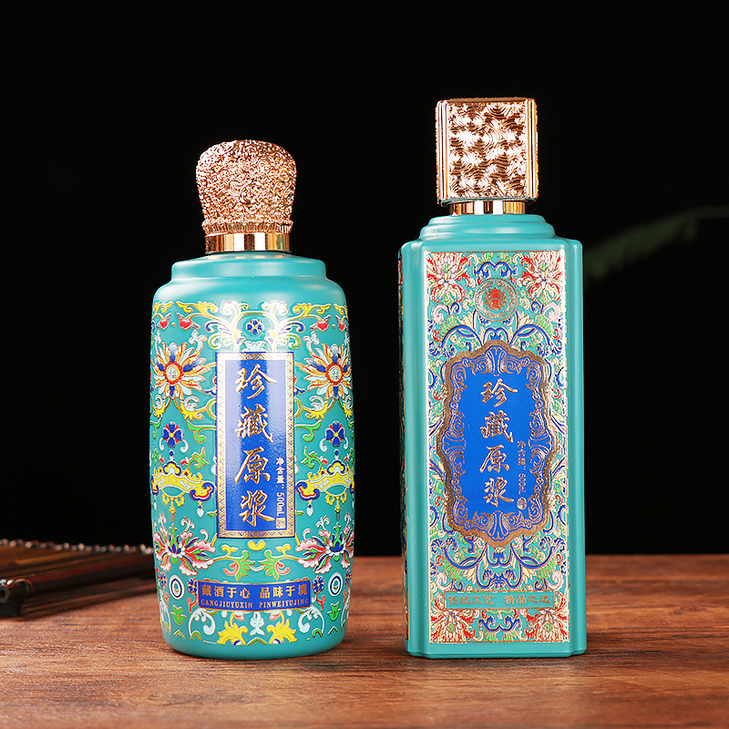 批发玻璃瓶烫金酒瓶分装瓶玻璃白酒瓶空瓶婚庆喜宴酒瓶礼盒套装