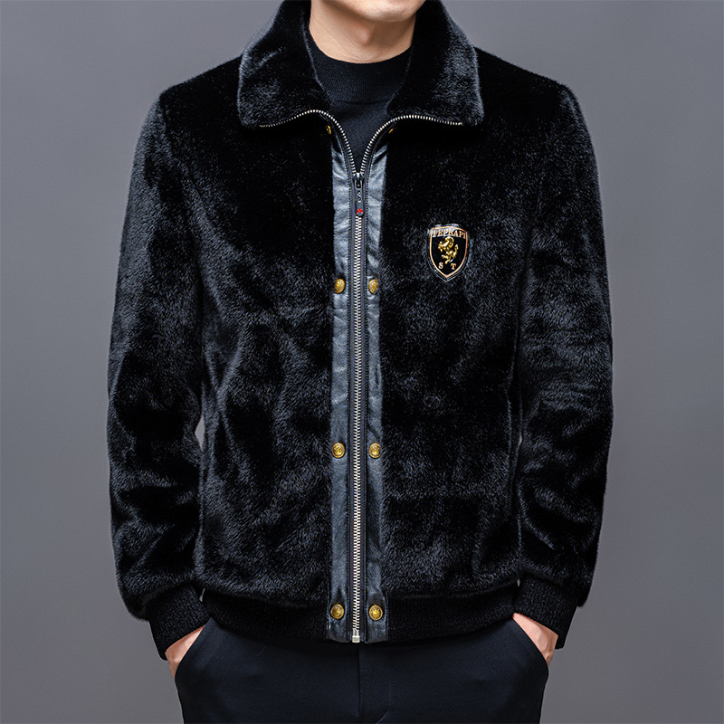 Winter Haining Sable Fur Men's Fur Integrated Autumn and Winter Coat Warm Mink Fur Jacket Casual Fashionable Jacket