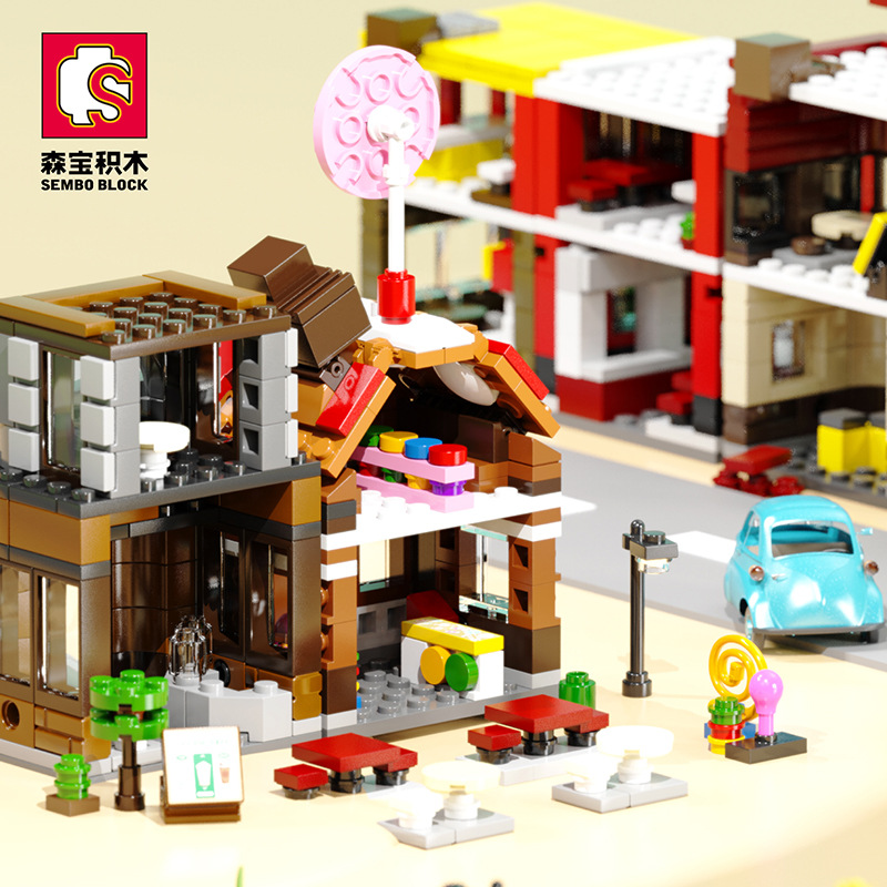 Sembo Block Mini City Street View Compatible with Lego Small Building Block Wholesale Assembled Children's Educational DIY Toys