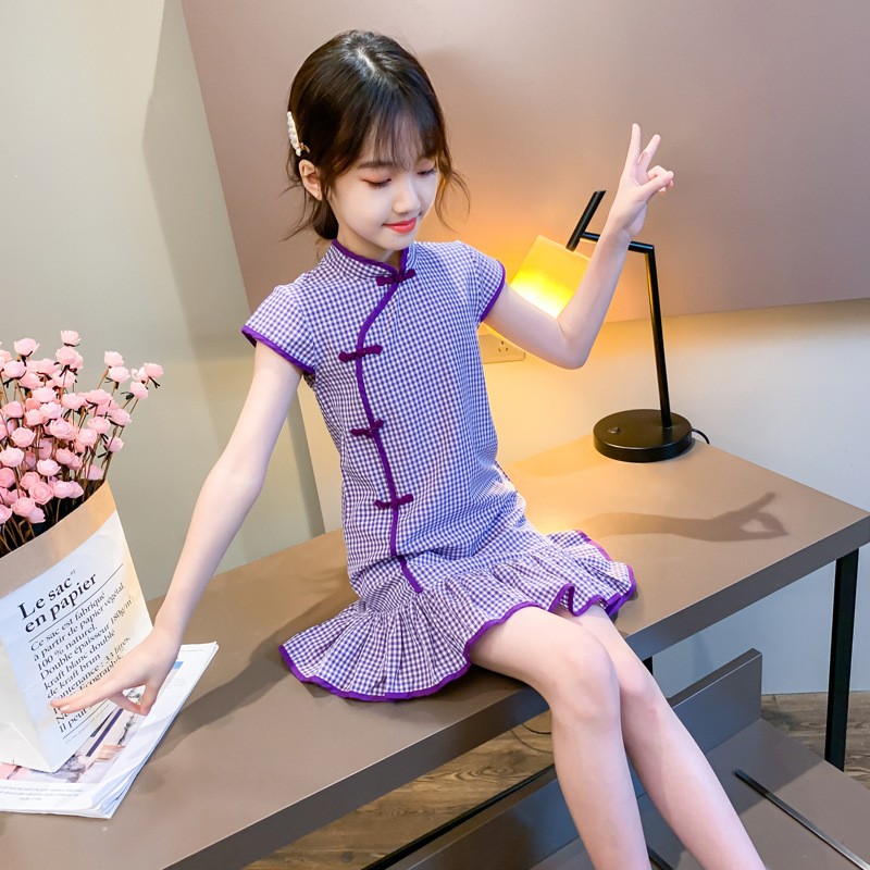 女童旗袍连衣裙夏装2020新款儿童风女孩夏季唐装公主裙12岁10