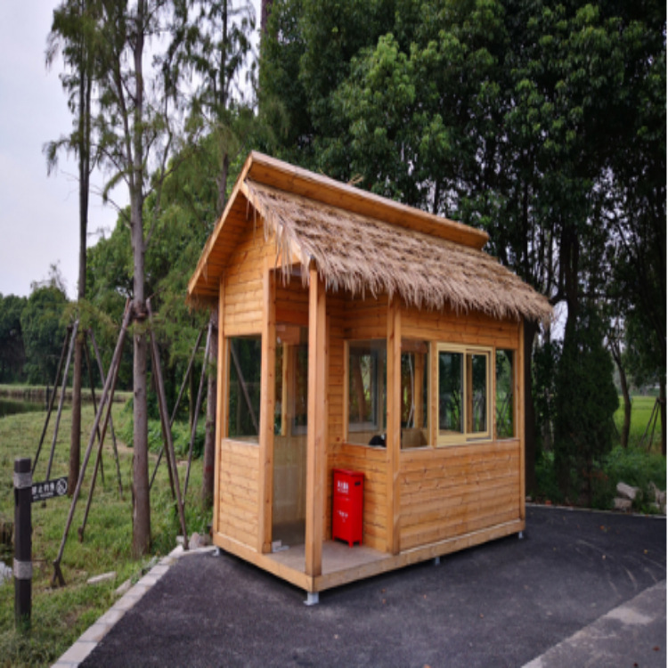 户外售货车碳化木移动保安亭售货亭公园实木岗亭小木屋