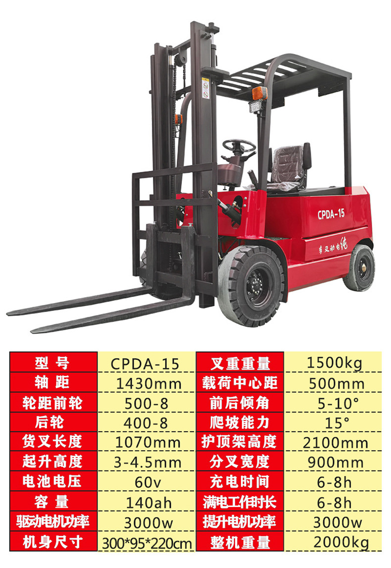 电动叉车2吨小型叉车全自动1吨1.5吨液压四轮座驾式3吨叉车堆高车
