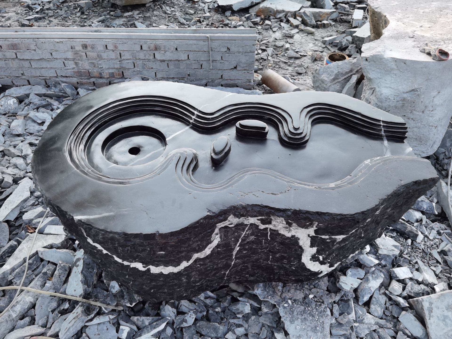 景观石水钵|庭院设计小水景|点缀景观黑山石