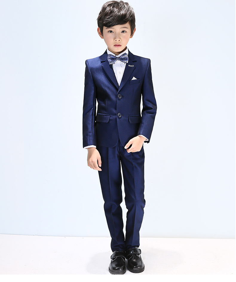 男童西装套装小主持人花童礼服儿童宝宝中大童蓝色钢琴演出服春秋