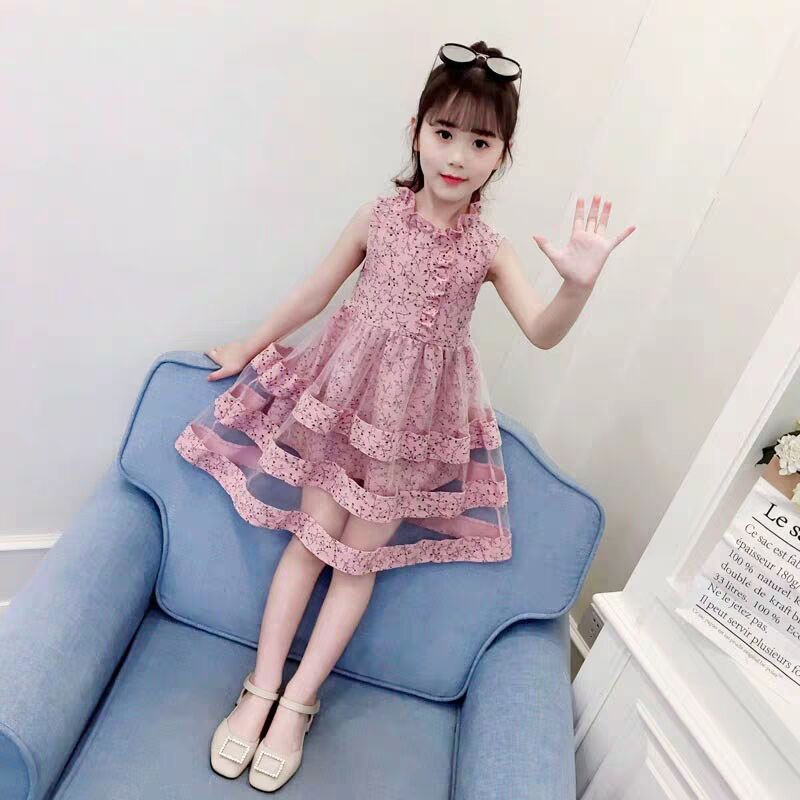 Girls' Korean-Style Short-Sleeved Sundress 2023 Summer New Baby Fashionable Princess Dress Manufacturer Direct Wholesale