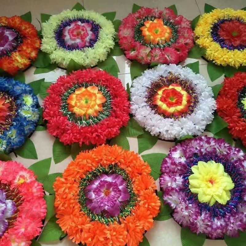 祭祀花排小花圈娟布制作仿真花假花上坟专用清明节十月一扫墓烧七