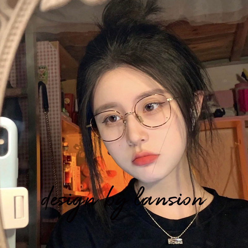 金丝细框眼镜框女秀智同款方形圆脸素颜眼镜近视框架防蓝光眼镜女