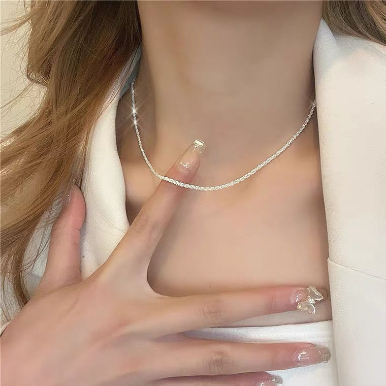 sparkling necklace special interest light luxury silver clavicle chain cold ins style starry sweet cool style all-match accessories