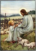 耶稣牧羊人小孩小羊钻石画