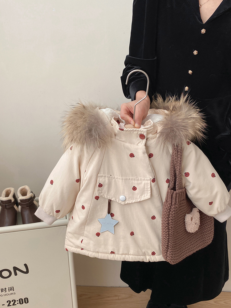 Girls Padded Cotton Clothes Winter 2023 New Children's Fleece Padded Parka Cotton Coat Jacket Keep Baby Warm Winter Cotton-Padded Jacket