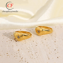 亚马逊新款欧美风星芒锆石钛钢戒指复古优雅心形不锈钢指环女批发