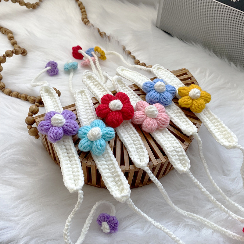 送你一朵小红花手环手工钩针织diy毛线材料包情侣手链编织绳成品