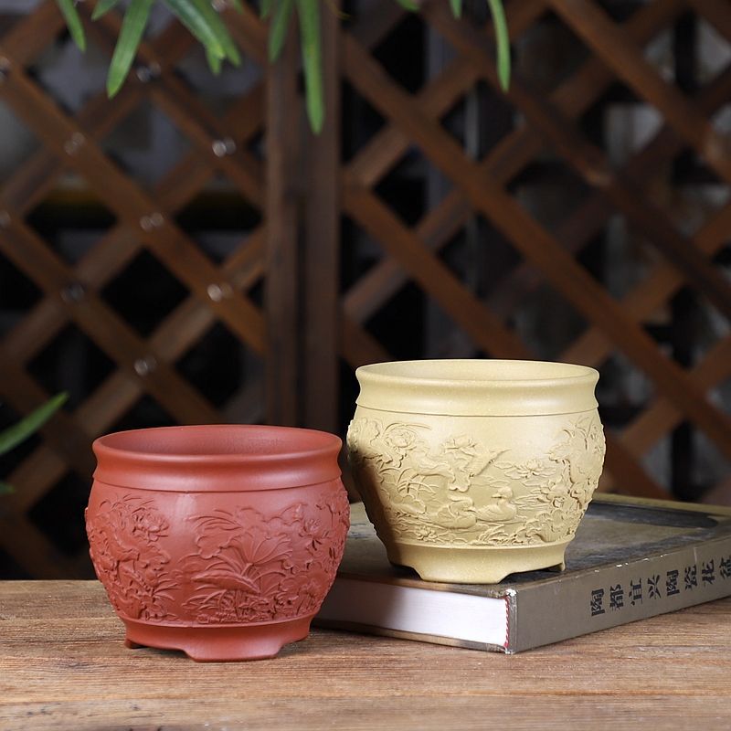 精选紫砂小花盆小号盆荷趣圆盆 小号多肉绿植盆景多色-阿里巴巴