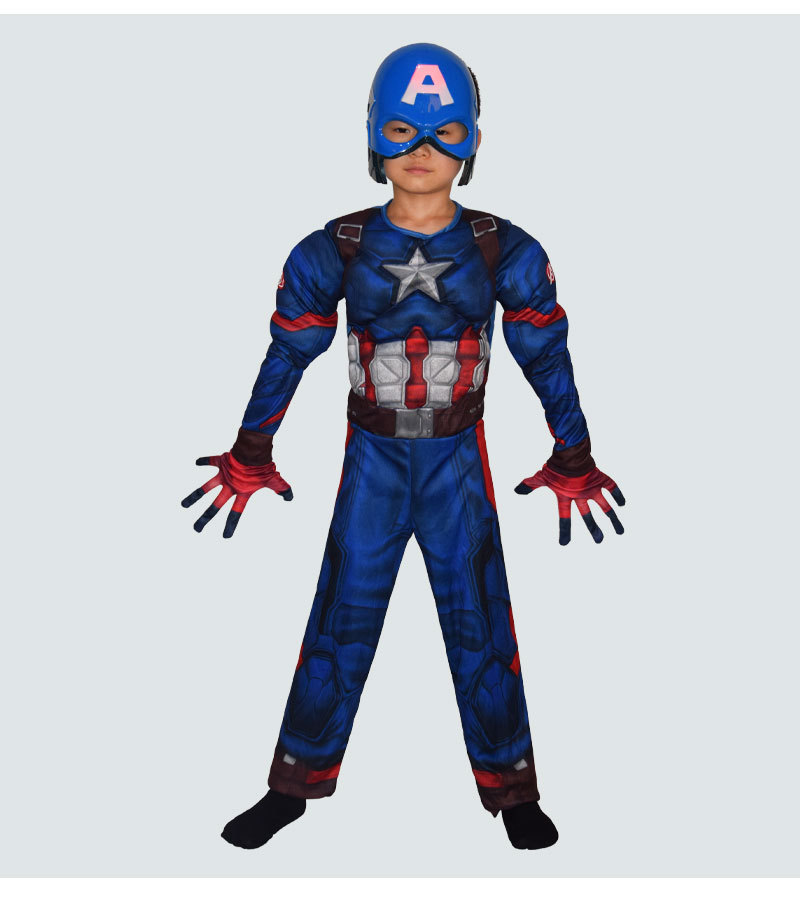 万圣节美国队长连体肌肉服cosplay英雄联盟服装美国队长盾牌