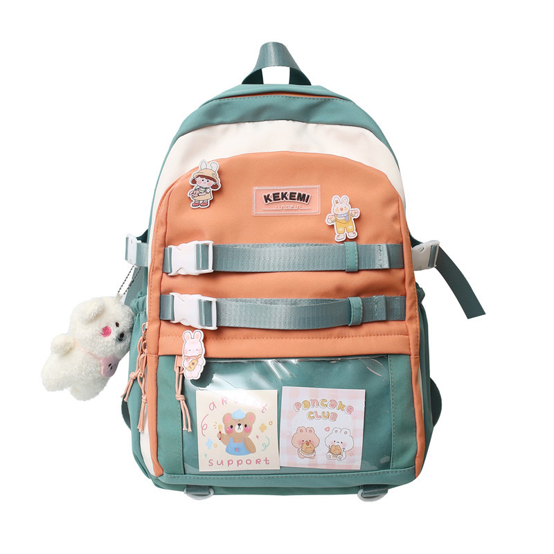 2022 Spring Korean Style New High School Student Large Capacity Schoolbag Casual Contrast Color Girls Backpack Wholesale