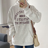 American style Retro Plush thickening Hooded Sweater Korean 2023 Autumn and winter pure cotton letter coat Easy jacket
