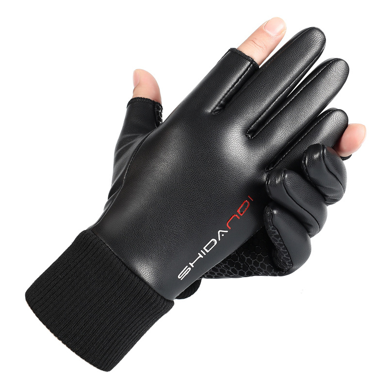Wholesale Cycling Gloves Autumn and Winter Warm with Velvet Fingerless Gloves Non-Slip Touch Screen Outdoor Ski Leather Gloves