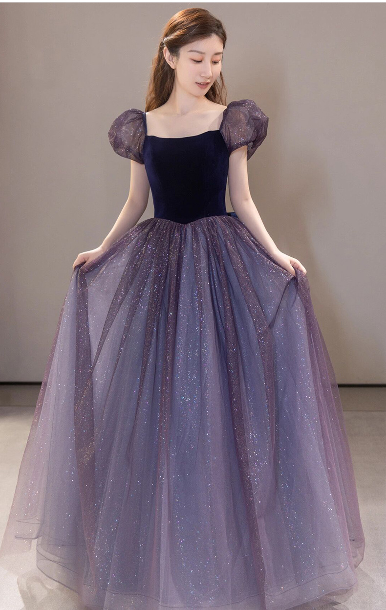 晚礼服女新款宴会气质轻奢主持人高级感紫色显瘦露背演唱服