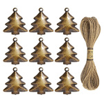 亚马逊热卖麻绳铃铛圣诞树铁艺小铃铛树形复古diy金属小风铃批发