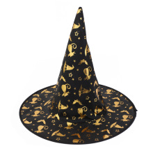 万圣节巫婆帽法师女巫化妆舞会尖顶帽子五星烫金万圣节用品巫婆帽