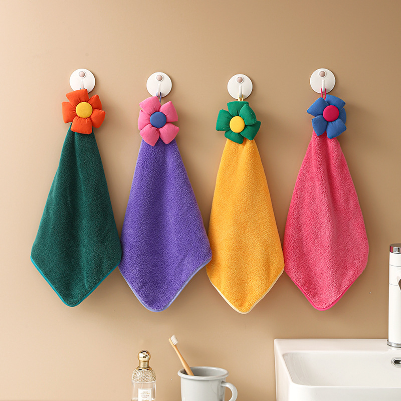 hand towel hanging coral velvet flower hand towel cartoon tablecloth children adult hand towel wholesale