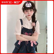 同款连衣裙2024新款女学院风减龄遮肚牛仔背带裙设计感小众甜美蛋