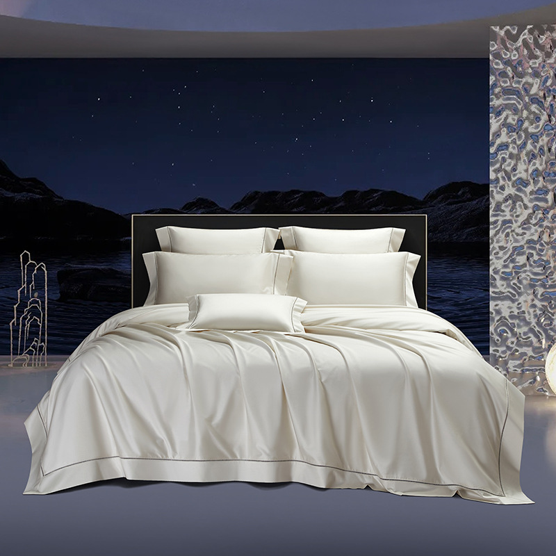 100 支匹马棉纯棉被套轻奢全棉床单床上用品白色四件套长绒棉双人